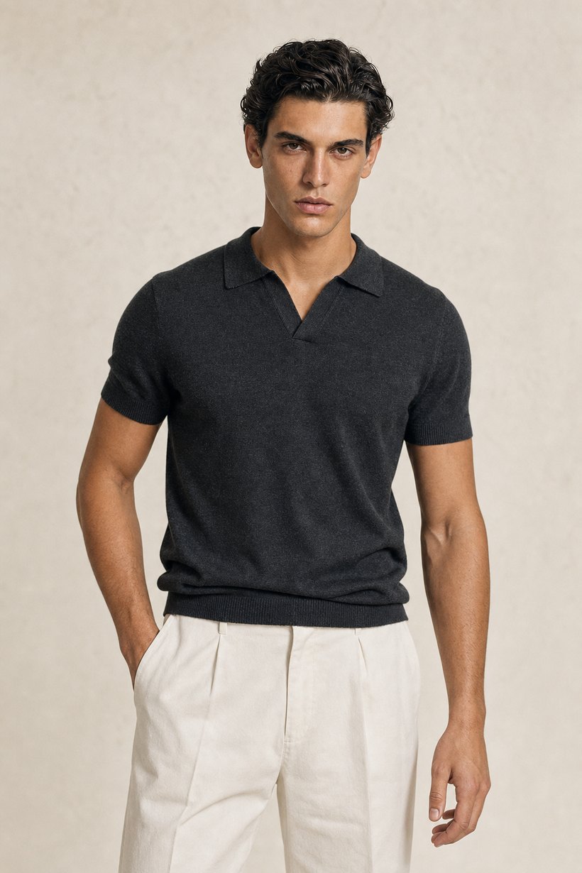 White Linen-Lyocell T-Shirt — front styling