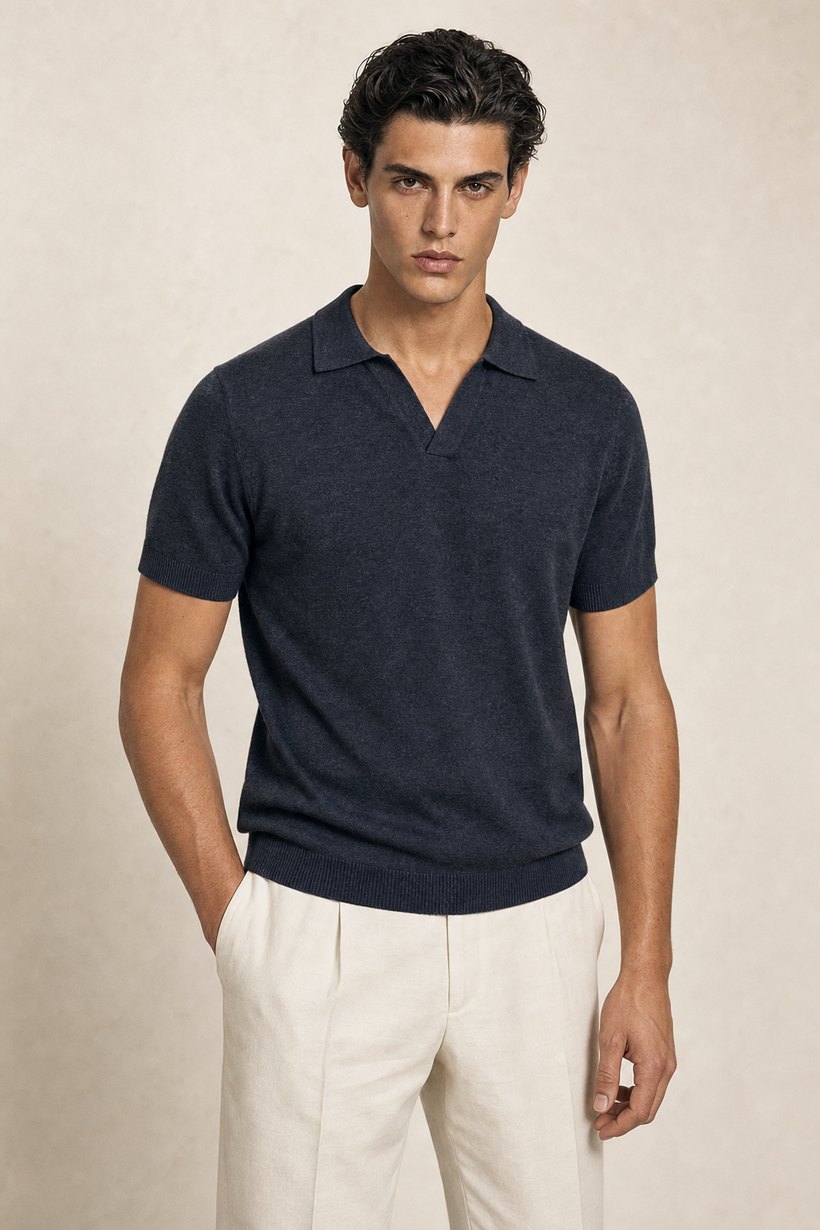 White Linen-Lyocell T-Shirt — fabric close-up