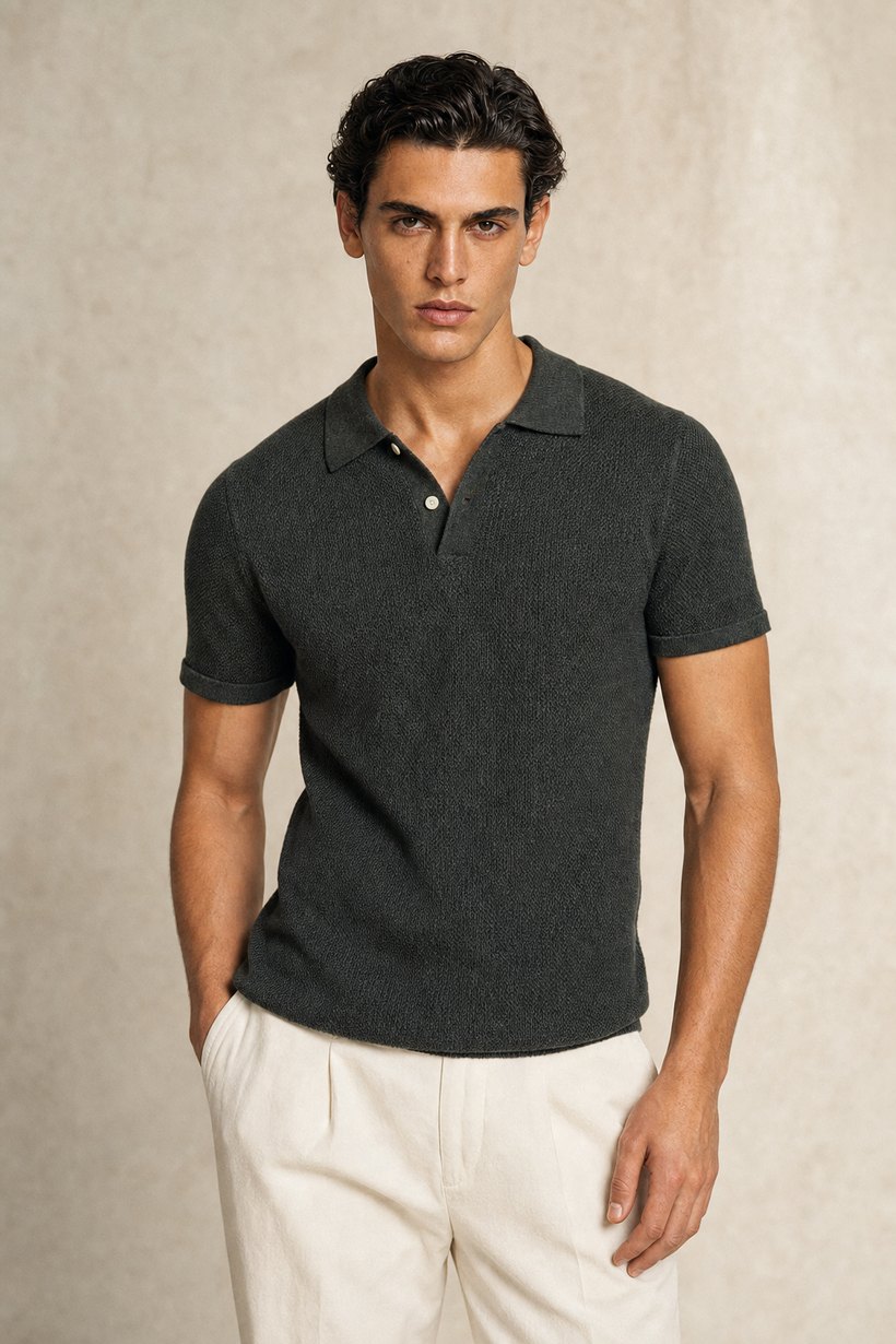 White Linen-Lyocell T-Shirt — front styling