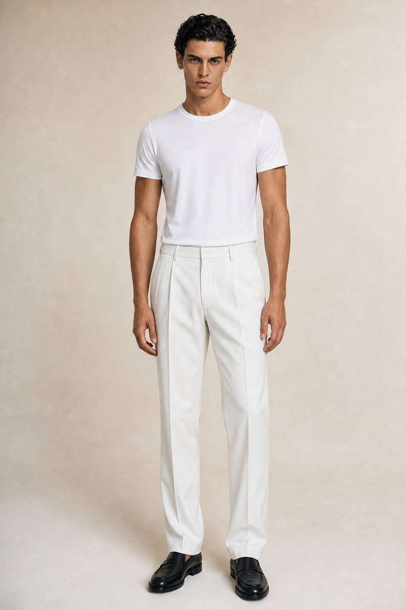 White Linen-Tencel Trousers — Linen-Tencel