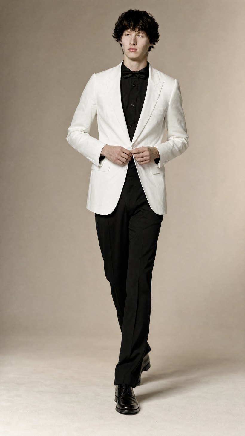 White Linen Two-Button Summer Blazer — construction detail