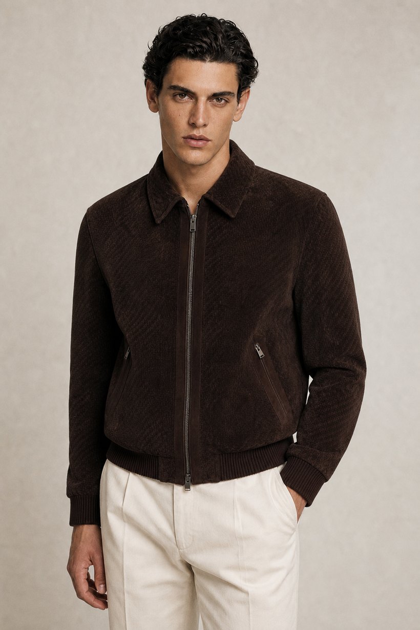 White Linen-Viscose Blazer — front styling
