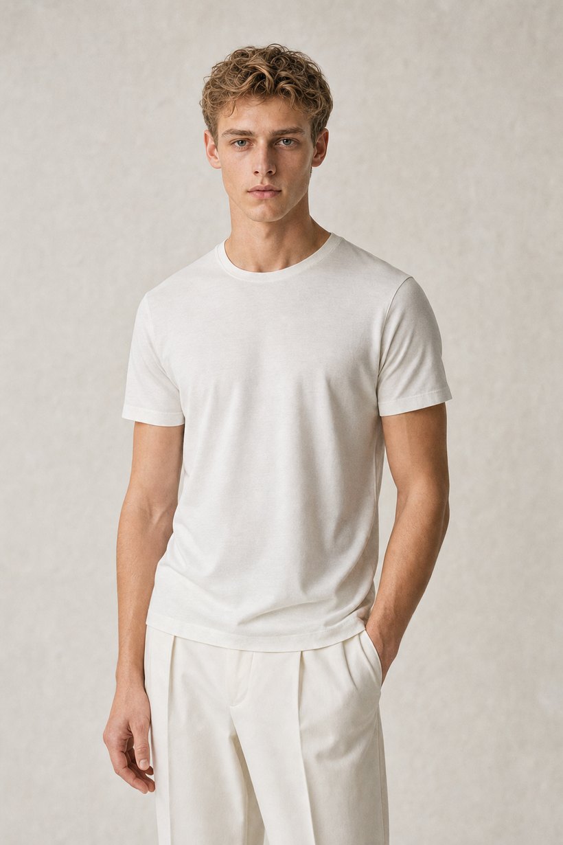 White Wool-Lyocell Knit Sweater — lapel and collar detail